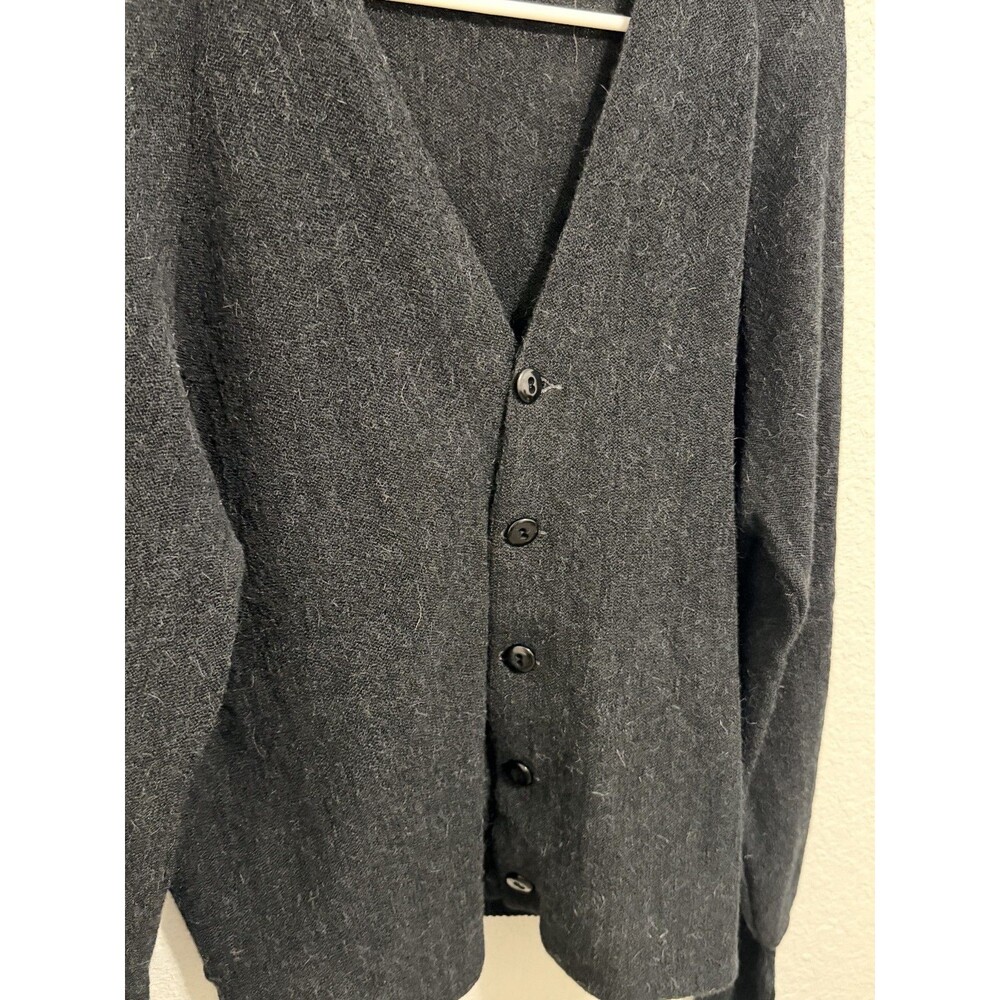 Vintage 100% Alpaca Wool Cardigan Lord Jeff Medium M Charcoal Gray Made in USA